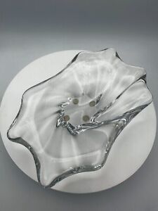 VINTAGE Authentic BACCARAT France Stamped Crystal Bowl Freeform Design 7"
