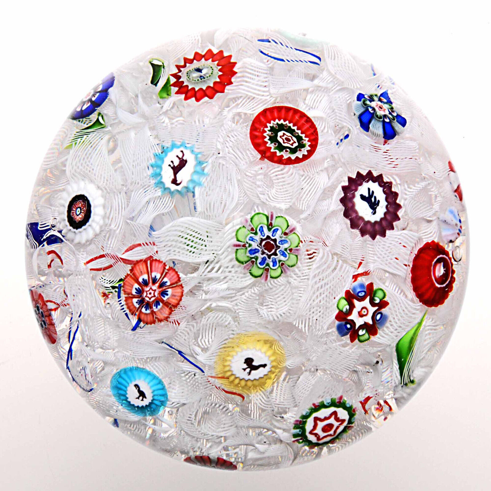 Antique BACCARAT Dated 1848 Millefiori on Lace w/7 Gridels