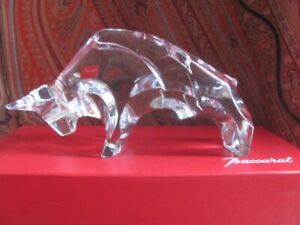 Baccarat France Crystal Big Bull Taureau Original Fitted Box~Signed~