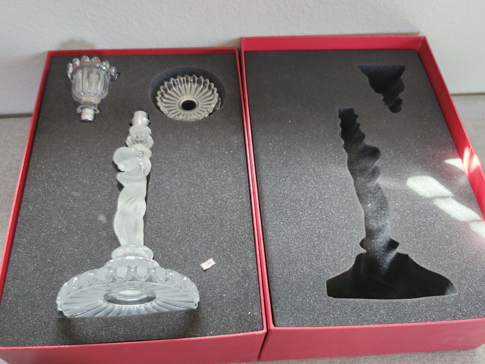 VINTAGE 15" BACCARAT Crystal SINGLE Candlesticks CANDLE  box  ENFANT #1