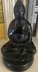 Baccarat Kenzo Takada Crystal Buddha Figurine Midnight Blue France Lacquer Base