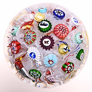 Large Dated 1847 Antique BACCARAT Spaced Millefiori on Lace