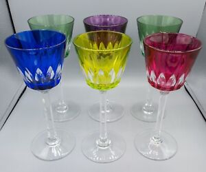 Baccarat Crystal France Lavandou Colored Rhine Wine Hock Set 6 -7.5" H FREE SHIP