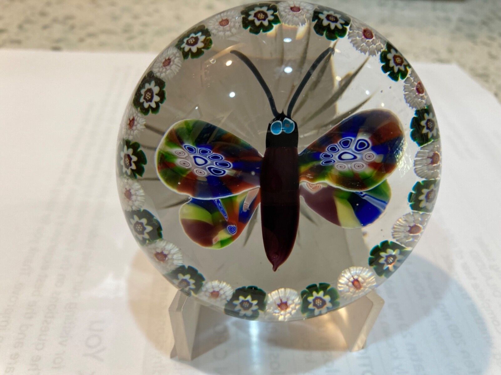 Antique Baccarat Butterfly Paperweight 1860 Amazing
