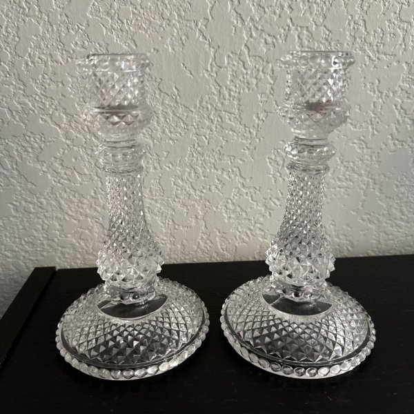 Baccarat 2 Candle Holders 1920's Extremely Rare Zenith Antique One Chipped READ