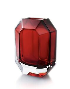 Baccarat Crystal Red Octogone Vase NEW