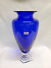 Baccarat Cobalt ORSAY 8.5" Vase with Stepped Crystal Foot Discontinued EXCELLENT