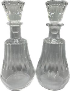 Pair Of Baccarat France Cote d'Azur Cut Crystal Decanters with Stoppers 10"