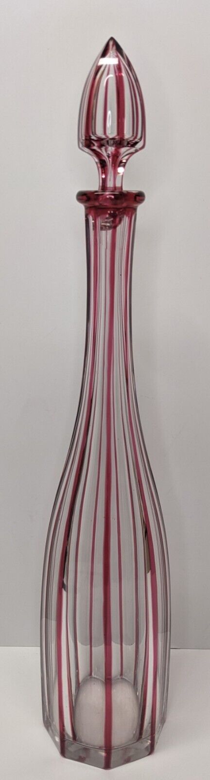 Read Antique Baccarat Cut To Clear Cranberry Red Decanter C. 1916 18"