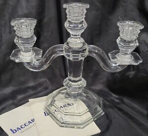 BACCARAT FRENCH CRYSTAL CANDELABRA REGENCE SIGNED QUEEN ANNE DESIGN