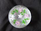 BEAUTIFUL VINTAGE BACCARAT PAPERWEIGHT LATTICINO PINK AND GREEN FLORAL