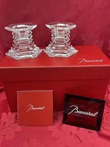 MIB FLAWLESS Stunning BACCARAT France Two Glass ORSAY Crystal CANDLESTICK HOLDER