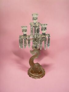 Vintage Baccarat Three Tier Crystal Dolphin Candelabra