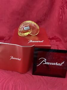 NIB FLAWLESS Crystal BACCARAT France Yellow SEA SHELL SNAIL ESCARGOT Figurine