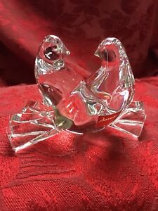 FLAWLESS Exquisite BACCARAT France Art Glass LOVE Crystal DOVES BIRDS Figurine