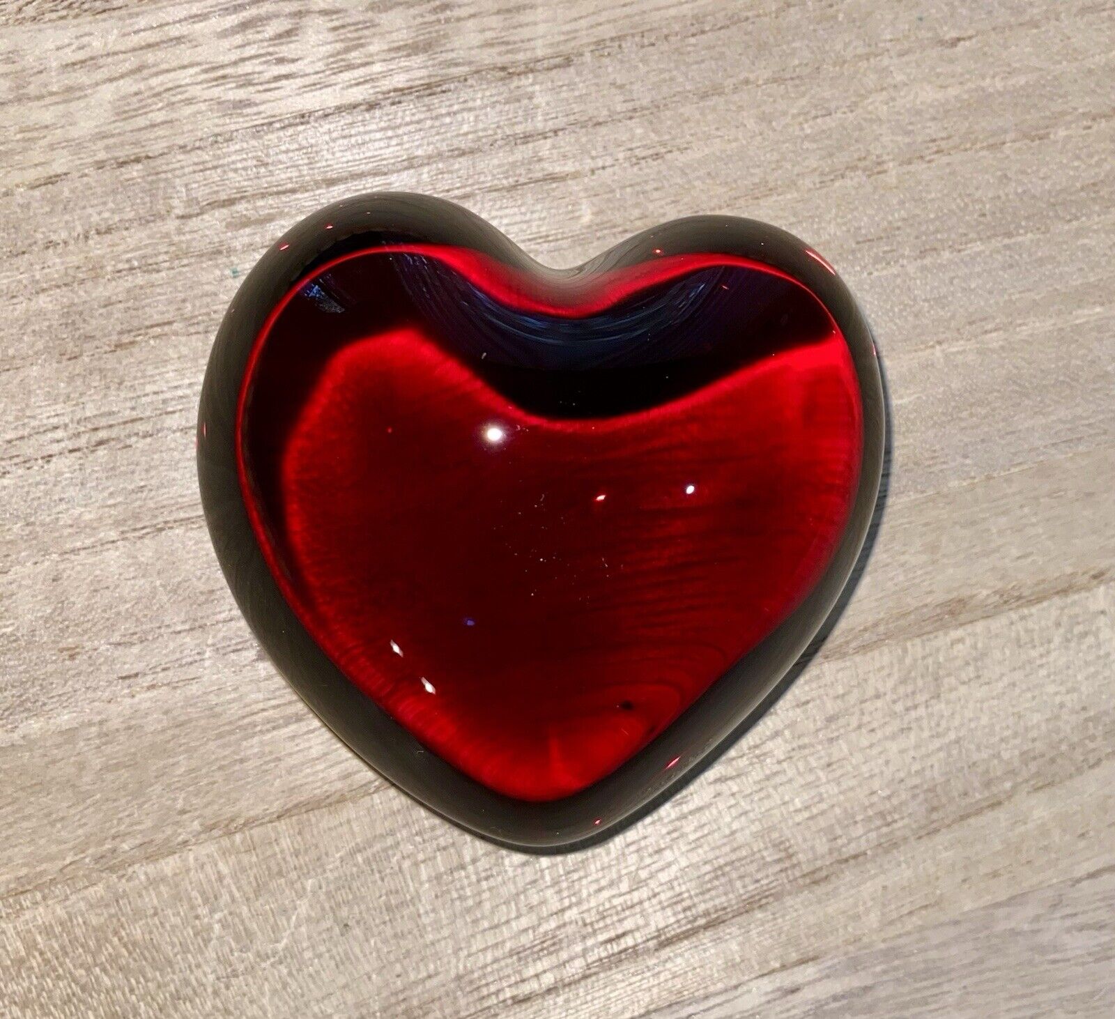 **RESERVED for WHOLEHANDS** Baccarat - 2 Red Cystal Puffed Heart Figurines