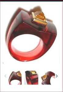 $795 Baccarat Guet Apens 18k Gold Ruby Crystal Citrine Ring 55 Size 7 Mint Box