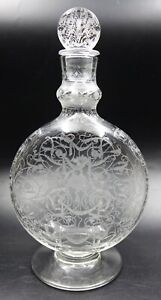 French ART DECO Baccarat Acid Etched Crystal Michelangelo Decanter, ca 1920