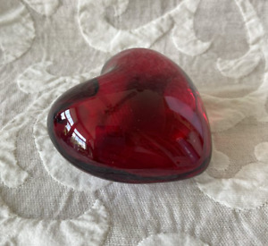 Baccarat France Crystal Puffed Heart (Coeur Cupid/Puffy Heart Signed Red Ruby)