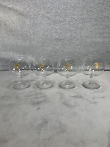 Baccarat Crystal 4 Napoleon Brandy Snifter Glasses "N" with Gold Crown