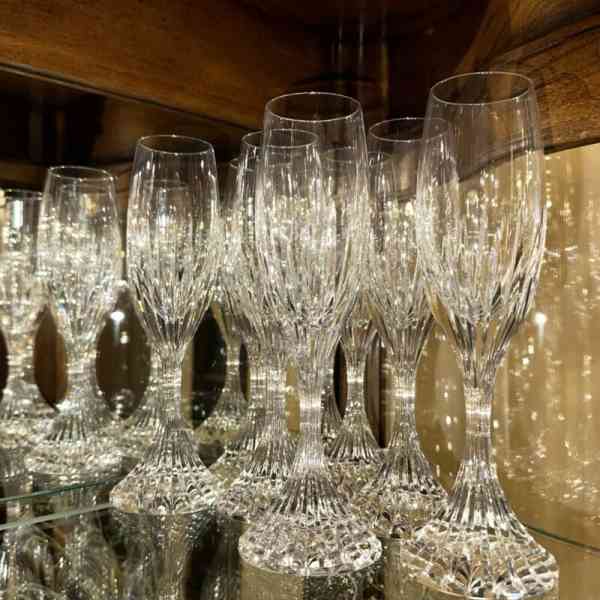Baccarat Massena Crystal Champagne Flute Glasses 8 1/2"  Signed Set Of 8