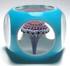 Baccarat Millefiori Mushroom Turquoise Double Overlay Paperweight - 1971