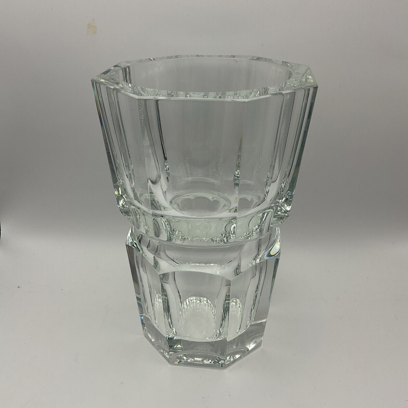 Baccarat Edith Octagon Lead Crystal Vase 7” France Heavy Excellent Condition