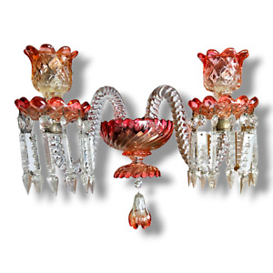 Baccarat Amberina Glass Wall Sconce Candelabra Candlestick 19th Century