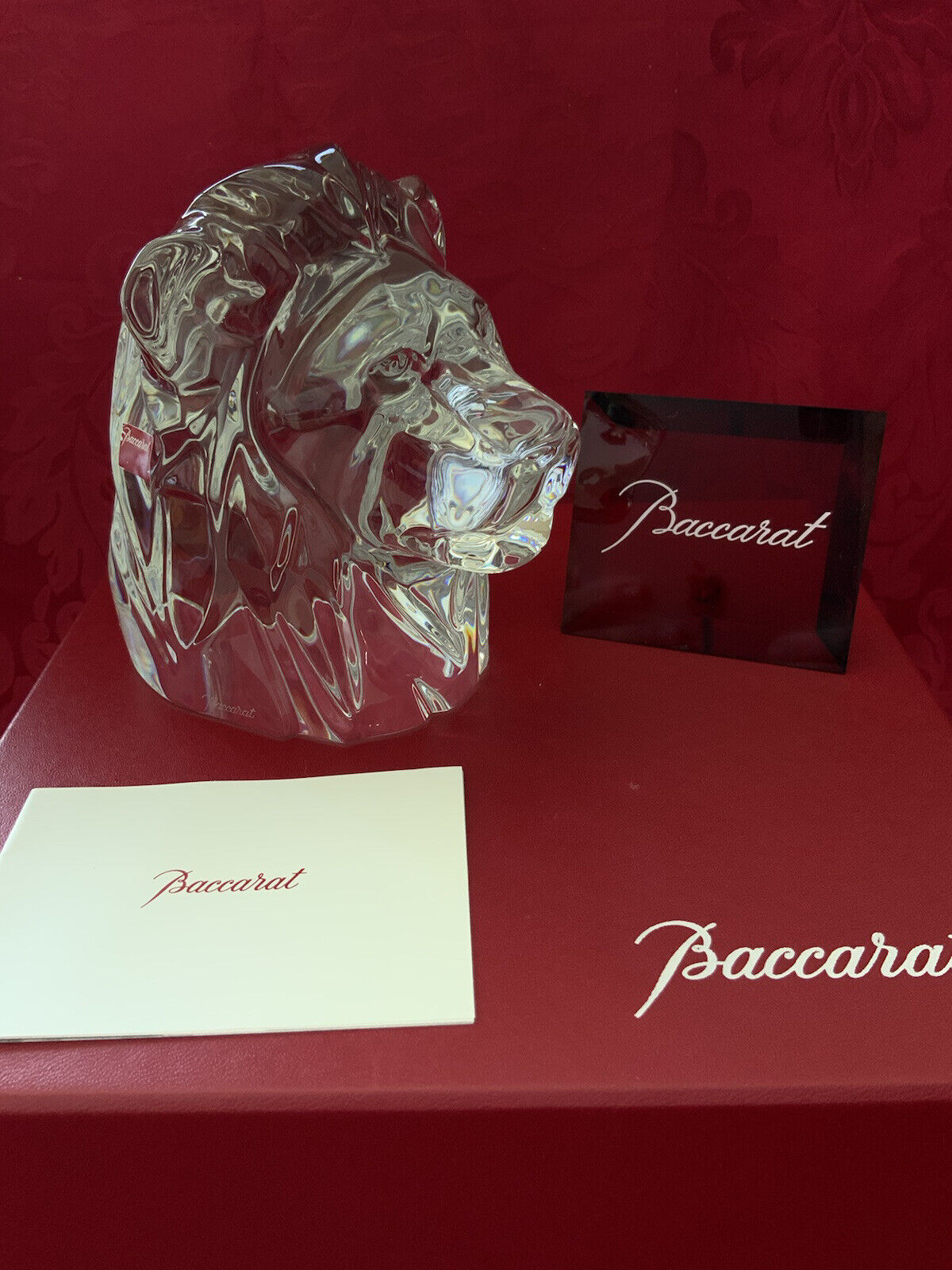 NIBNEW FLAWLESS BACCARAT France Glass Crystal TIGER LION HEAD Figurine Sculpture