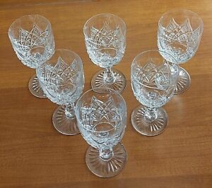 Baccarat Colbert 7 1/4" Tall Water Goblets Set Of 6 France Clear Cut Crystal