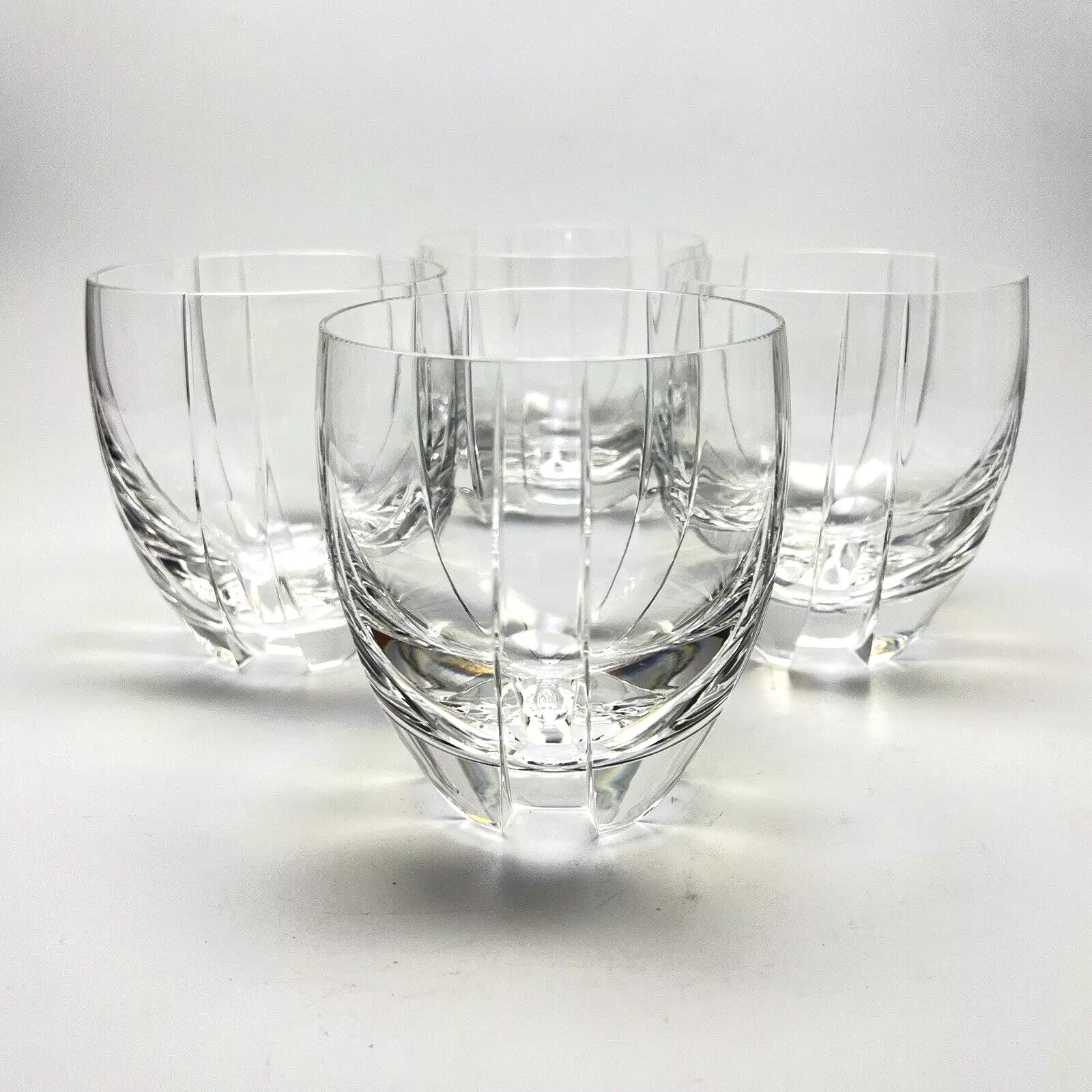 Baccarat Crystal Neptune Double Old Fashioned Tumbler Glass 3-5/8 4Pc Set
