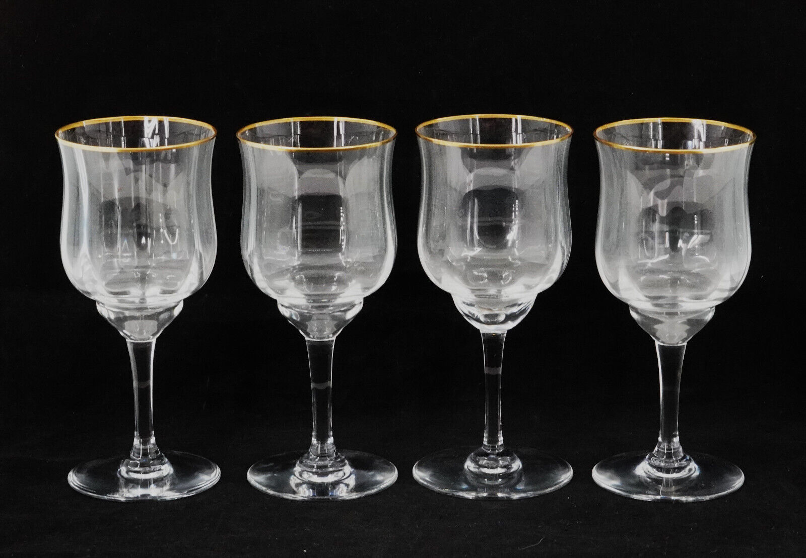 Baccarat Crystal Capri Gold 4 Fluted Water Goblets, 6 5/8"