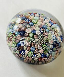 Antique 1847 Baccarat Paperweight Closepack Millefiori Gridel Animal Cane 3 1/8”