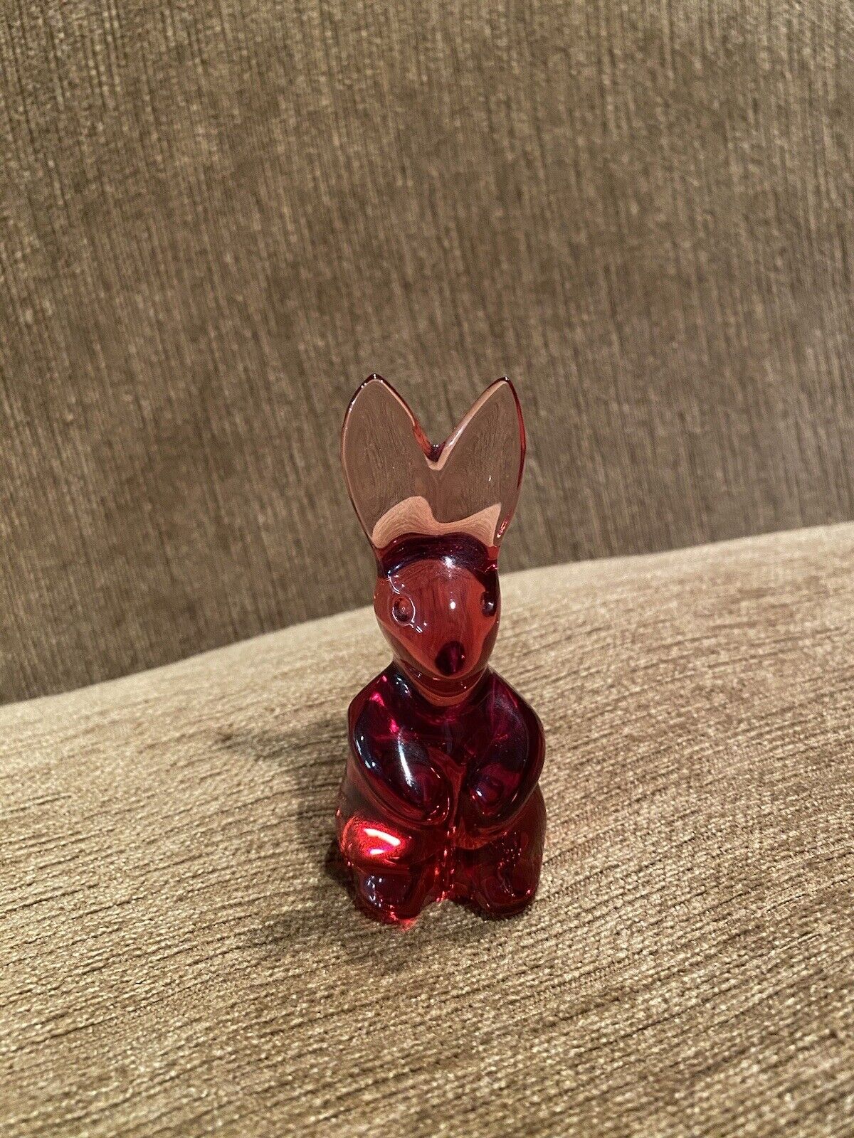 BACCARAT Red Crystal Spinning Rabbit Bunny Figurine