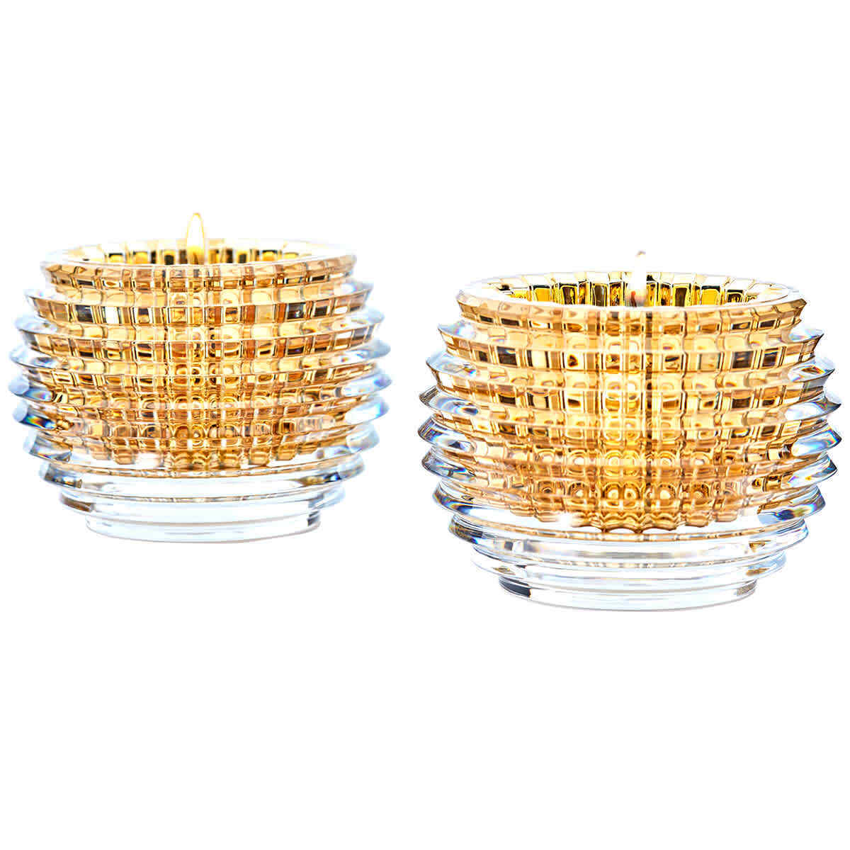 Baccarat Crystal Eye Votive Candle Holder - Gold - Set of 2