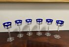 RARE Baccarat France Crystal HARCOURT Cobalt Blue Rhine Glass 8” Tall