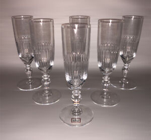 6 Vintage Baccarat Renaissance Cut 1959 Champagne Sherbet Glass w/Box Never Used