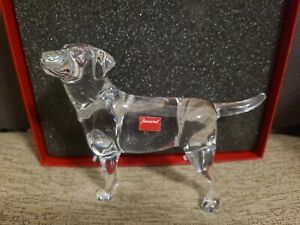 NIB Clear Baccarat Glass Crystal Labrador Dog - 5 1/2" x 6 7/8" Model 2102691