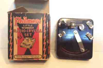 Antique Vintage 1926 Philmore Little Wonder Radio Crystal Set W/ Box Bakelite