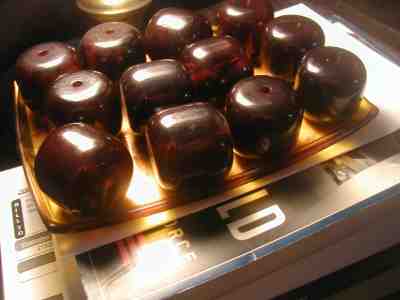 12 Piece Lot Large Swirled Bakelite Root Beer Beads MCM Deco Retro