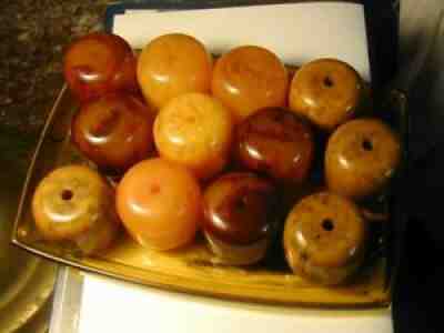 Stunning 12 Piece Lot Large Swirled Bakelite Beads MCM Deco Retro