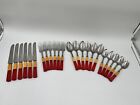 Vtg Cardinal Flatware Butterscotch & Red Bakelite Lucite 23 Piece Set