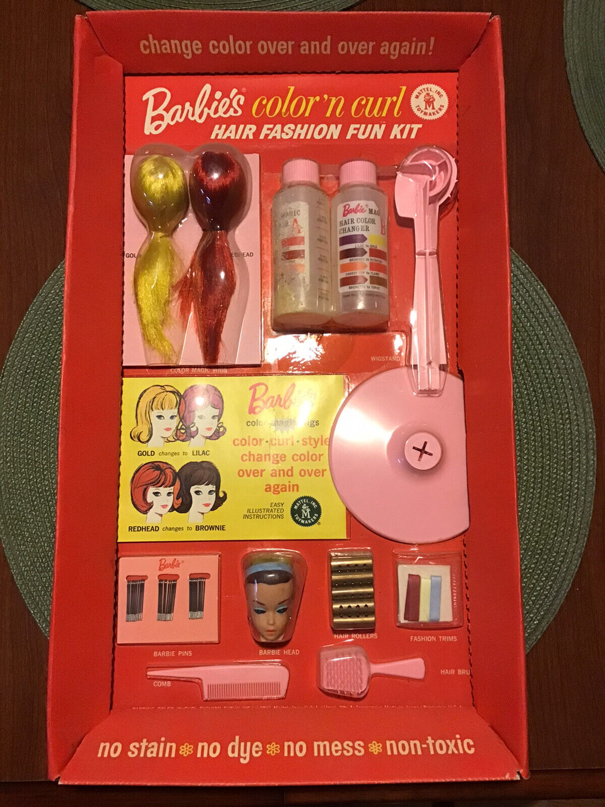 VINTAGE NRFB 1965 BARBIE’S COLOR ‘N CURL HAIR FASHION FUN KIT