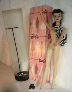 New ListingVINTAGE PONYTAIL BARBIE DOLL #3 BROWN EYELINER PINK SILHOUETTE BOX STAND