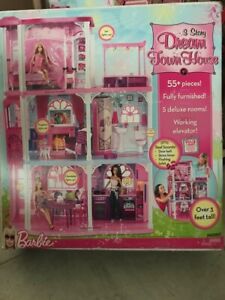 Mattel BARBIE Dream TOWNHOUSE 3 story Town HOUSE incl FURNITURE Elevator RETIRED
