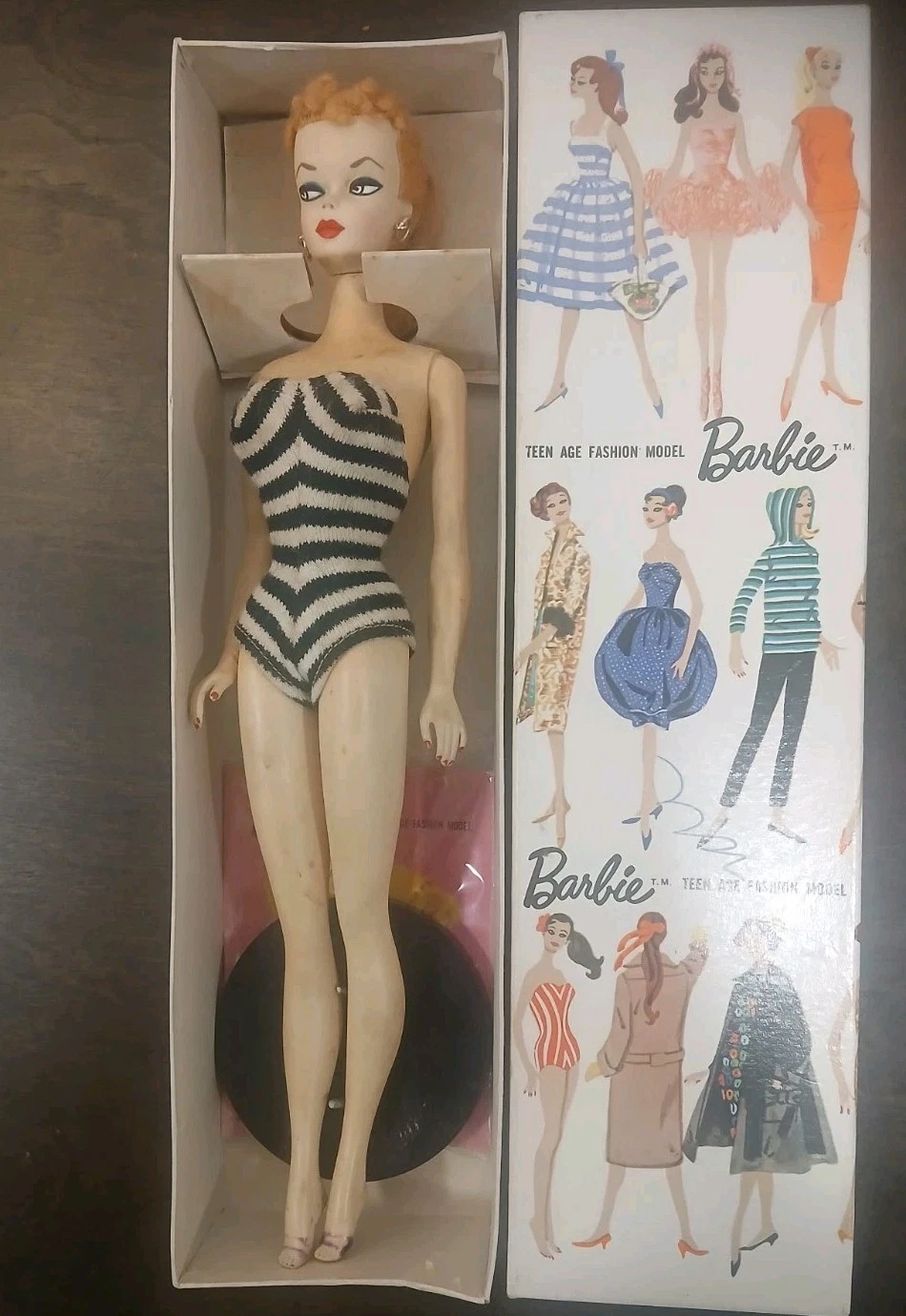 Vintage Barbie Blonde #1 Ponytail With TM Box And Accessories