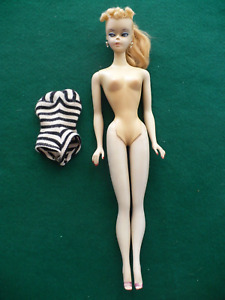 1959 Barbie #1 Blonde 1st Ponytail Hoop Earrings & Holes in Feet