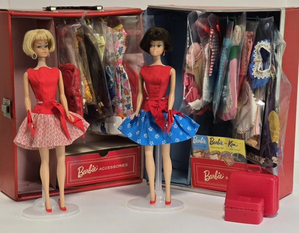 New ListingVintage 1960s Barbie LOT American Girl Dolls w/Clothes Accessories & Case