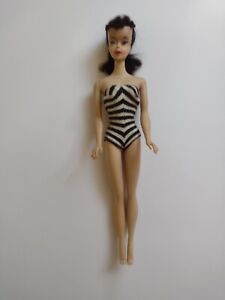 1960s  #3 Barbie brunette ponytail Factory Braid Case Outfits accessories