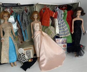 Vintage Barbie 1960s Lot- 2 Barbies/Midge Clothes Case Accessories Nice!